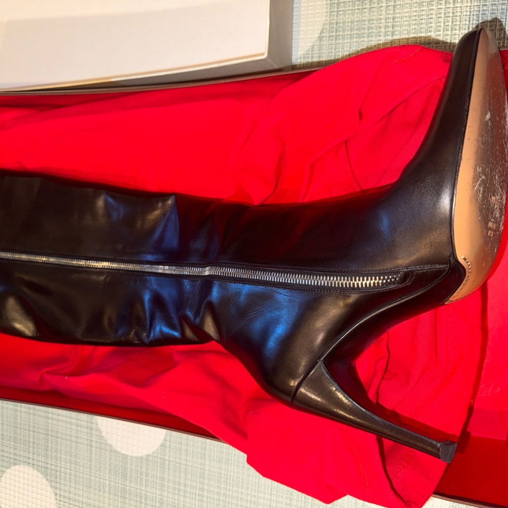 Bally black stiletto boots “Stella” 4” heel